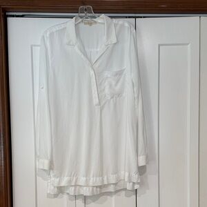 Side Stitch White Long Sleeve Top